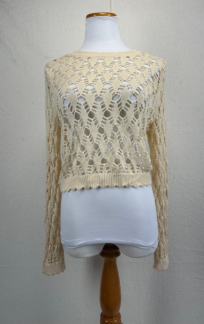 Christian Lacroix Crochet Cropped Sweater Size Large Bohochic Casual Layering